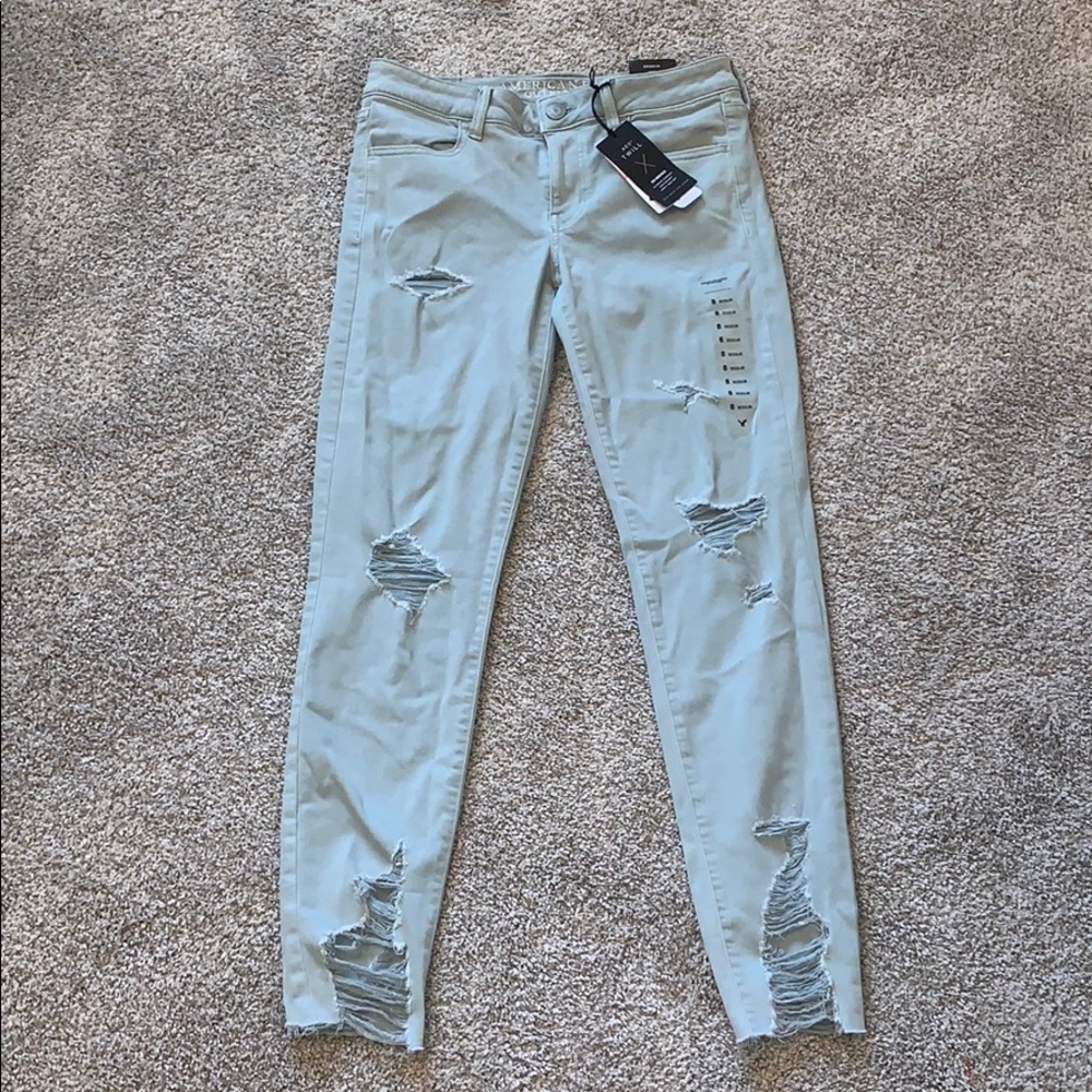 american eagle super stretch skinny ripped jegging